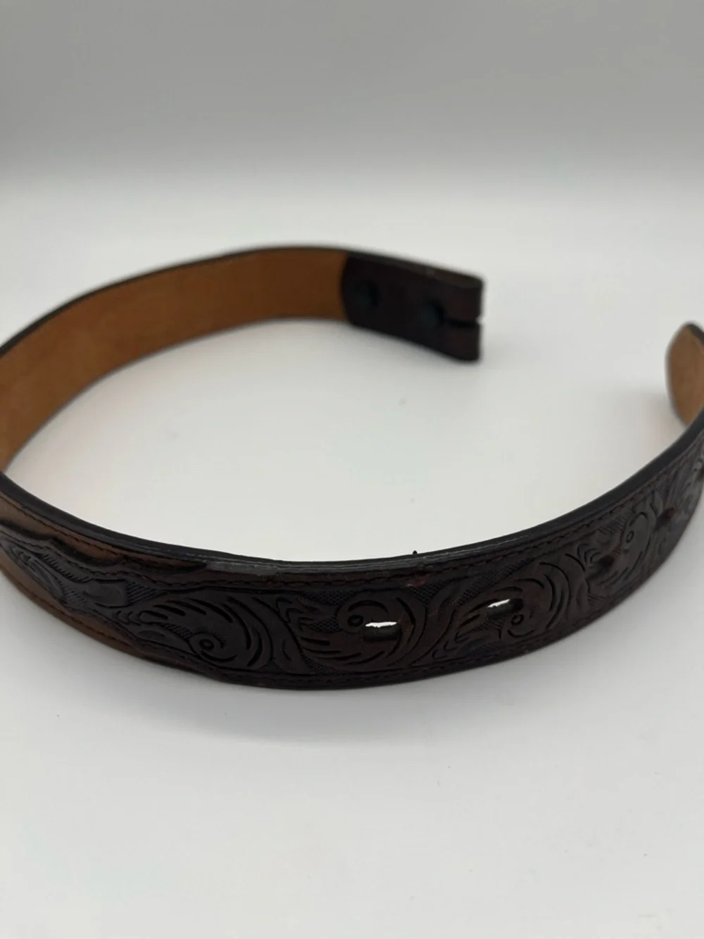 Childs Western Inlay Tooling Stylish Brown Leather Belt 22